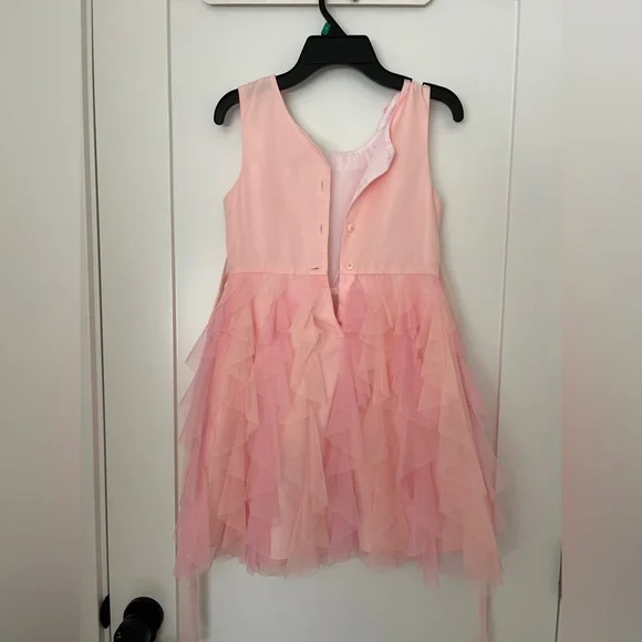 Joan Michelle Girls Pink Tulle Lace Floral Embroidered Party Dresses - Picture 9 of 10